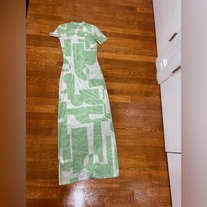 Sheer Peppermayo Mint Green & White Geometric Maxi Dress (put ur own slip)